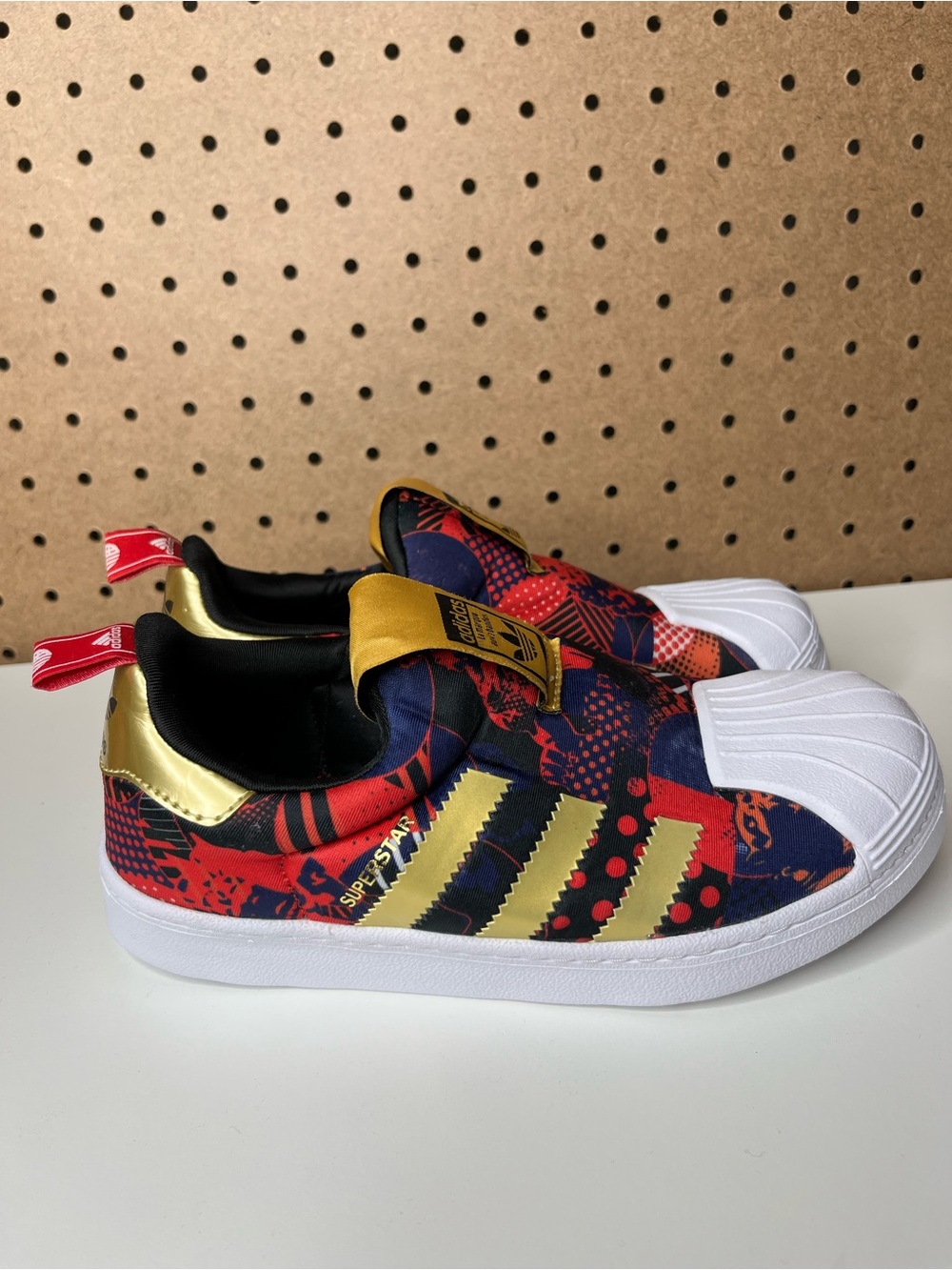 adidas Kids Slip-On Sneakers in Red, Black & Gold Accents - Picture 2 of 7